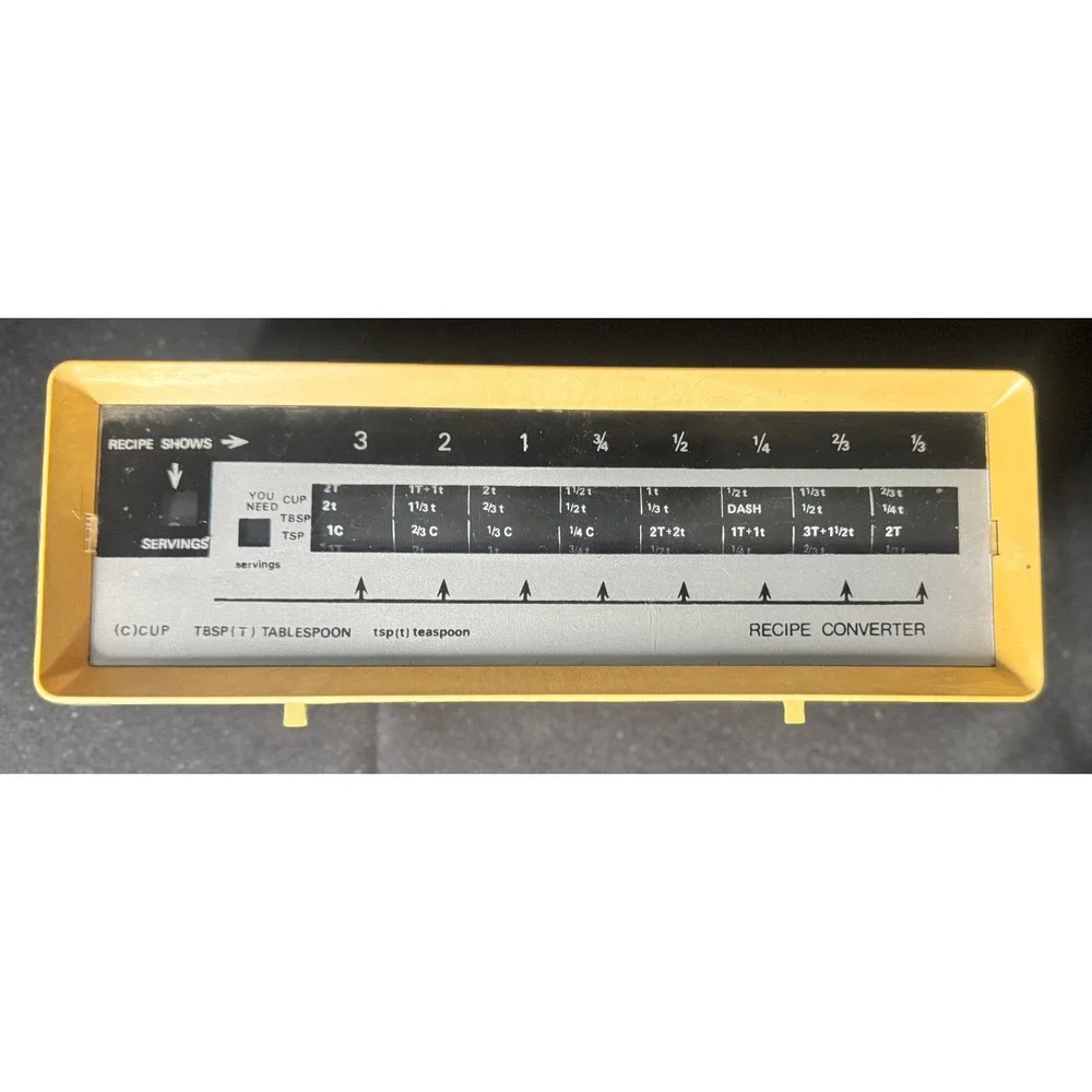Vintage Harvest Gold Recipe Converter Manual Kitchen Slide Rule Scale Tool